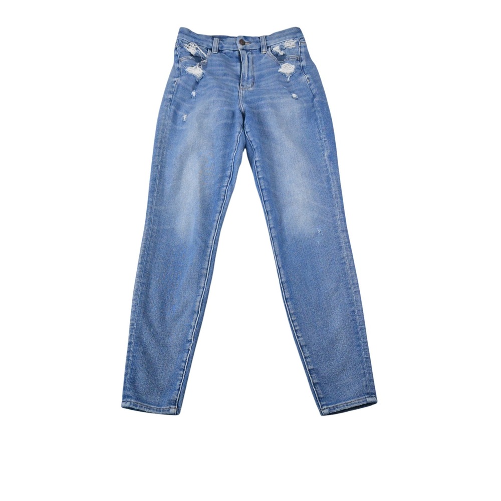 American Eagle Curvy Super Hi-Rise Jegging Dream Jean Distressed Blue 4 (25x27)